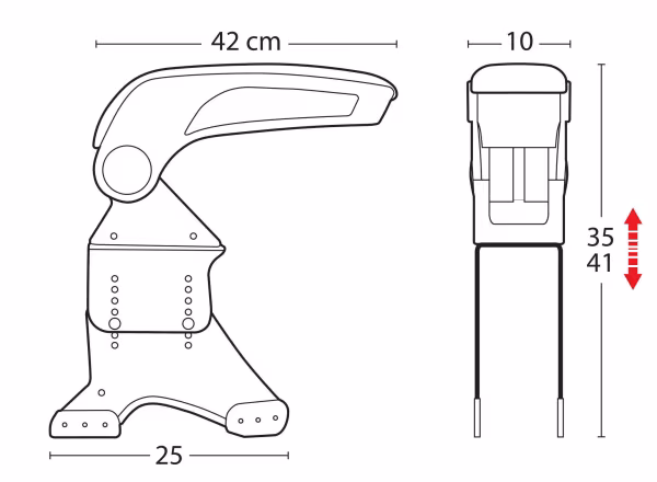 Lampa Ventura, bracciolo portaoggetti