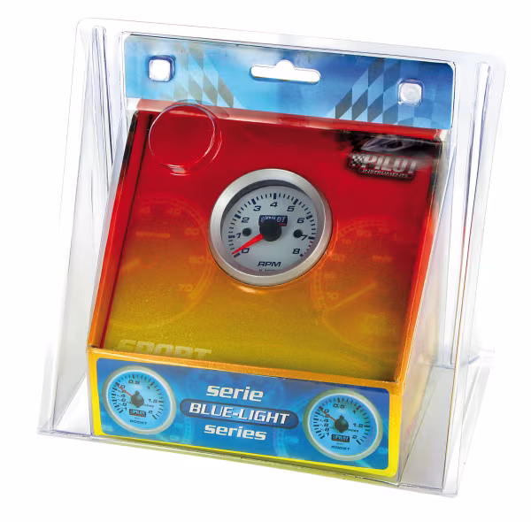 Pilot Contagiri 0-8000 RPM - Ø 2” (52 mm) - Blue-Light - 2/4/6 cilindri