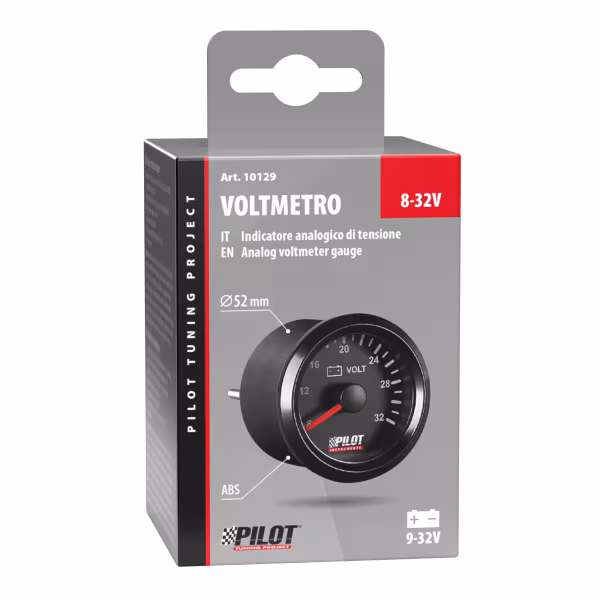 Pilot Black Analogue Gauge Series, Voltimetro - Ø 2” (52 mm)