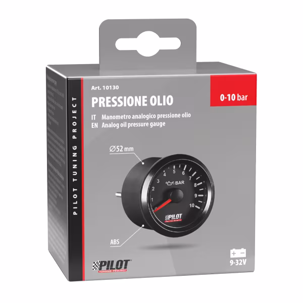 Pilot Black Analogue Gauge Series, Pressione olio - Ø 2” (52 mm)
