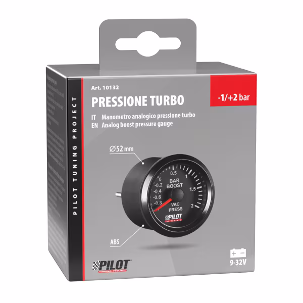 Pilot Black Analogue Gauge Series, Pressione turbo - Ø 2” (52 mm)