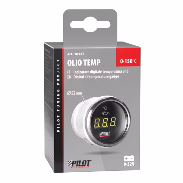Pilot Black Digital Gauge Series, Temperatura Olio - Ø 2” (52 mm)