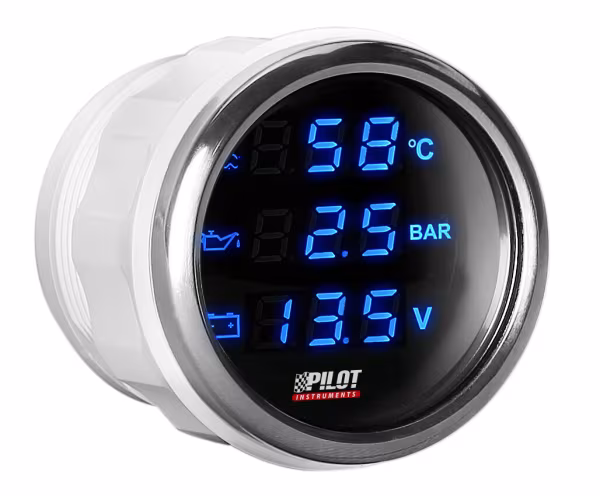 Pilot Black Digital Gauge Series, Manometro 3 in 1 - Ø 2” (52 mm)
