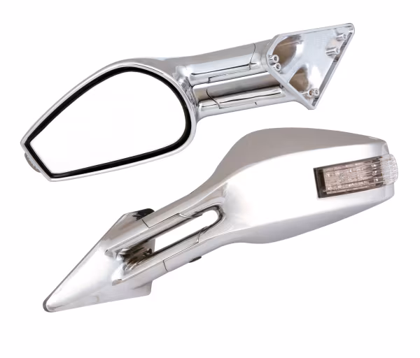 Pilot Race-6 Led E, coppia specchi retrovisori esterni - Cromo