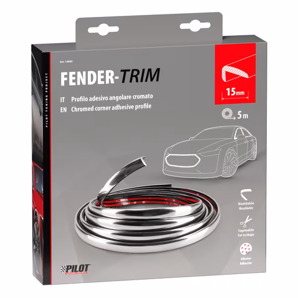 Pilot Fender-Trim, profilo adesivo angolare cromato - 5 m