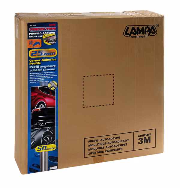 Lampa Fender-Trim, profilo adesivo angolare cromato - 50 m - 25 mm