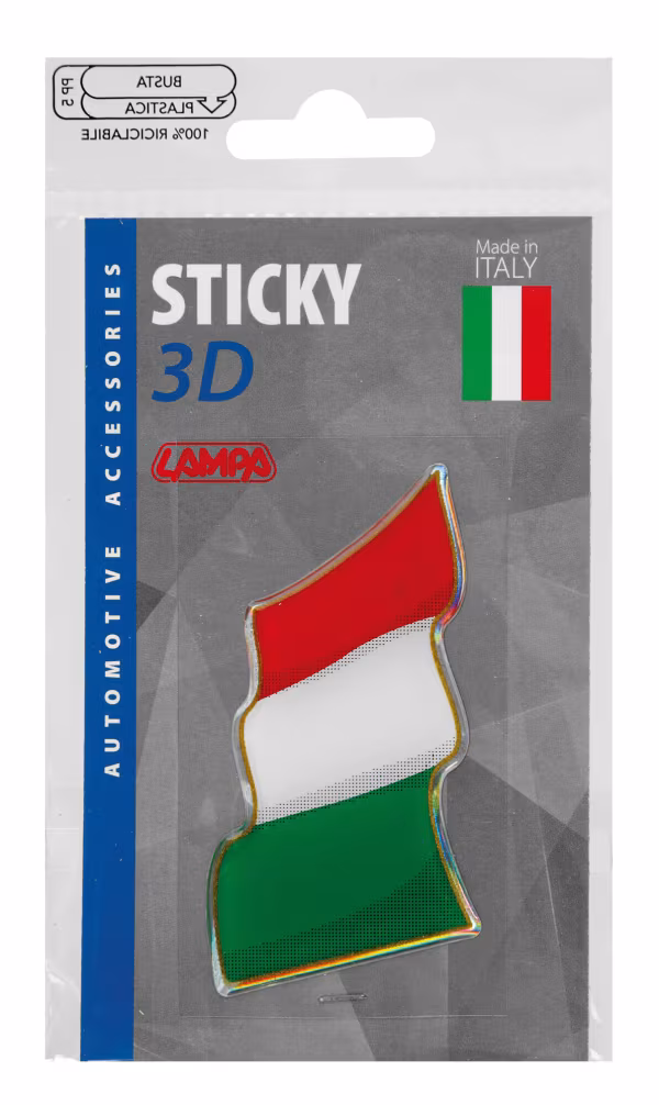 Lampa Sticky 3D - Bandiera Italia al vento, 1 pz - 78x40 mm
