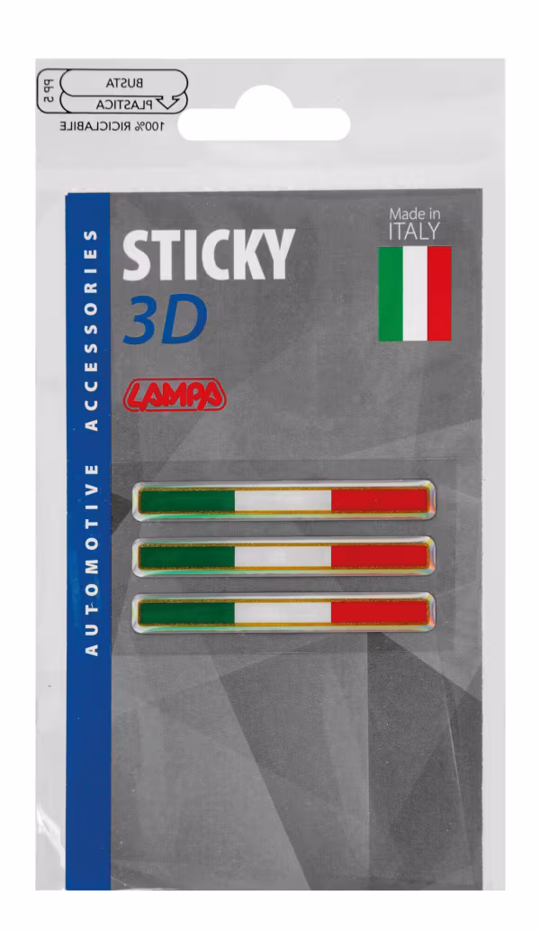 Lampa Sticky 3D - Tricolore Italia, 3 pz - 55x8 mm