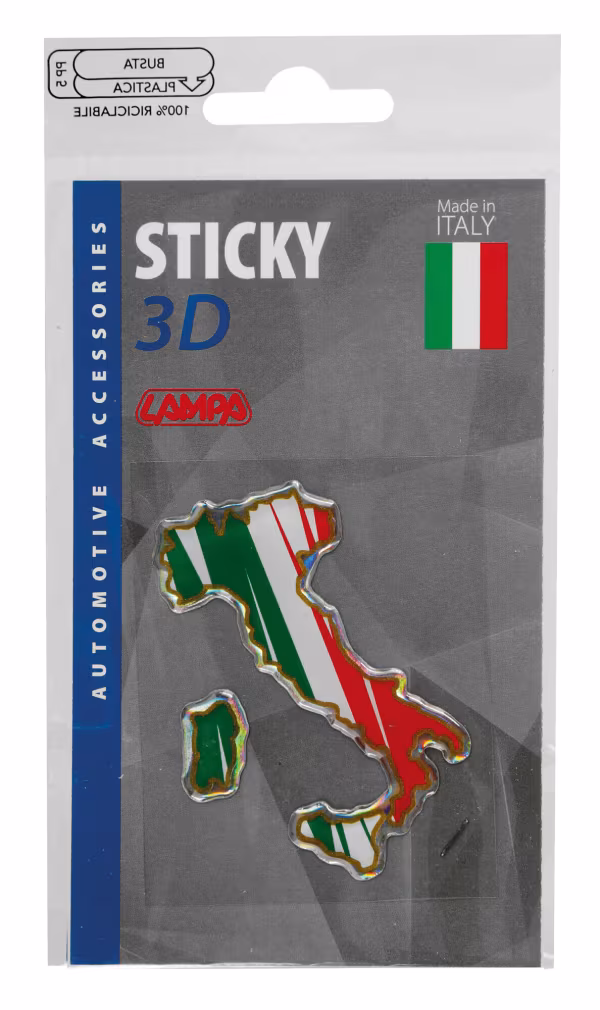 Lampa Sticky 3D - Stivale tricolore Italia, 1 pz - 35x66 mm