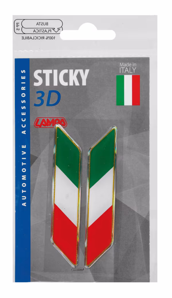 Lampa Sticky 3D - Tricolore Italia corto diagonale, 2 pz - 88x16 mm