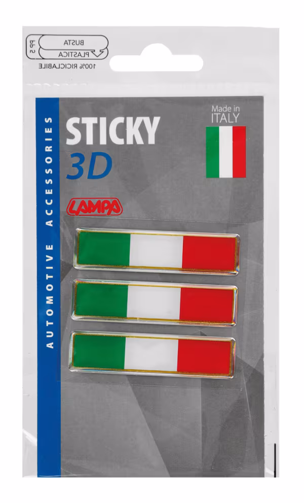 Lampa Sticky 3D - Tricolore Italia corto classico, 3 pz - 55x16 mm