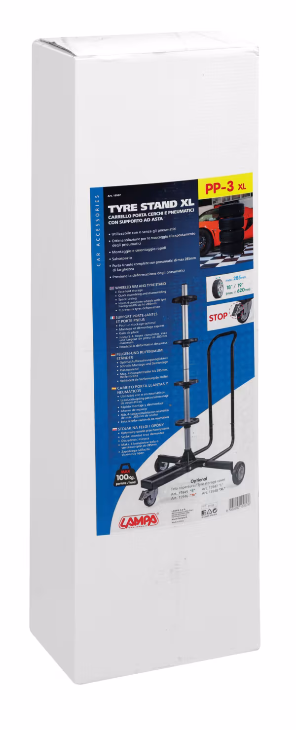 Lampa PP-3, carrello porta cerchi e pneumatici con supporto ad asta