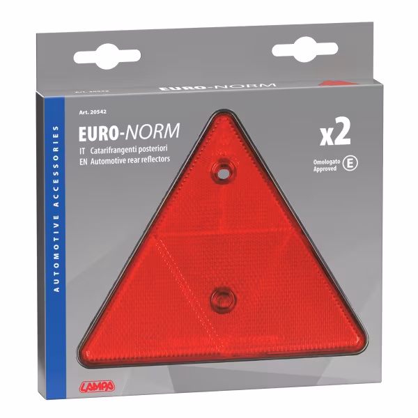Lampa Euro-Norm catarifrangenti triangolari - 155x135 mm - Rosso