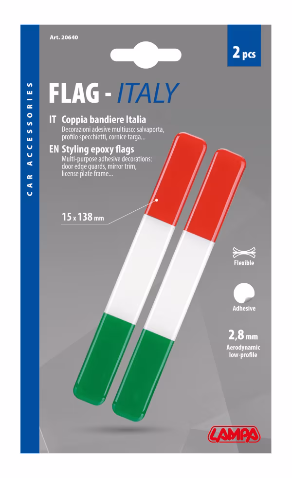Lampa Flag-Italy, coppia bandiere Italia - 15x138 mm