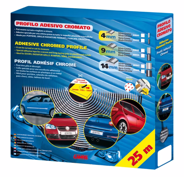 Lampa Profilo adesivo cromato nero - 25 m
