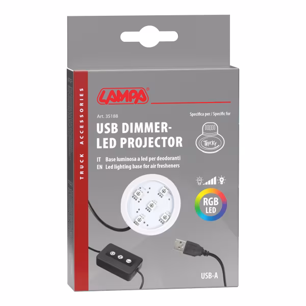Lampa Trucky Led, base luminosa a led, USB - 7 colori con dimmer