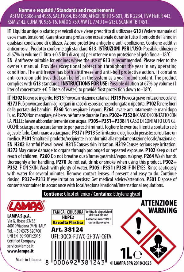 Lampa Superior-Viola G13, liquido radiatore - (-36°C/+108°C)