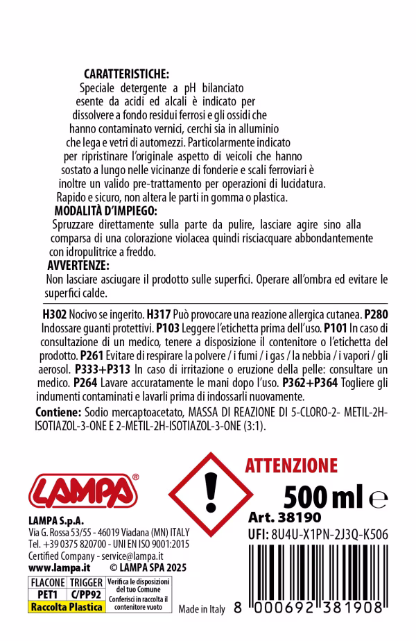 Lampa Pulitore decontaminante cerchi e carrozzeria - 500 ml