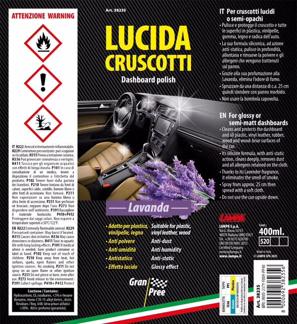 Gran Pree Gran Pree, lucida cruscotti - 400 ml - Lavanda