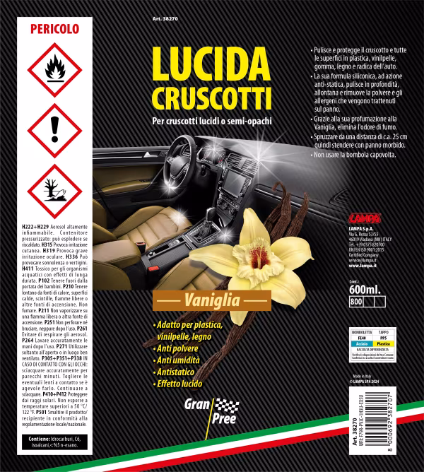 Gran Pree Gran Pree, lucida cruscotti - 600 ml - Vaniglia