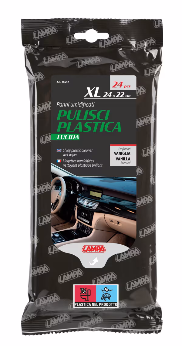 Lampa Panni umidificati pulisci plastica lucida - 24 pz - 24x22 cm