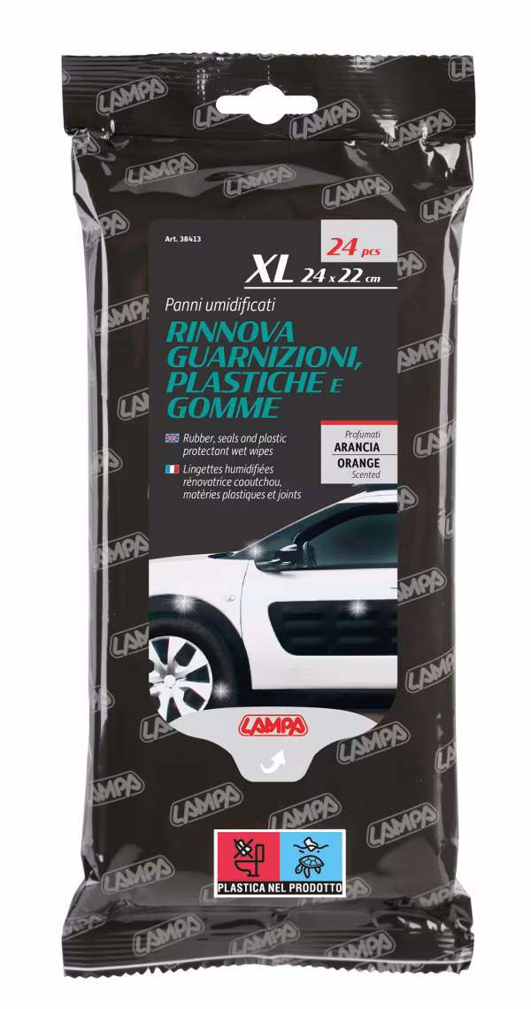 Lampa Panni umidificati rinnova guarnizioni, plastiche e gomme - 24 pz - 24x22 cm