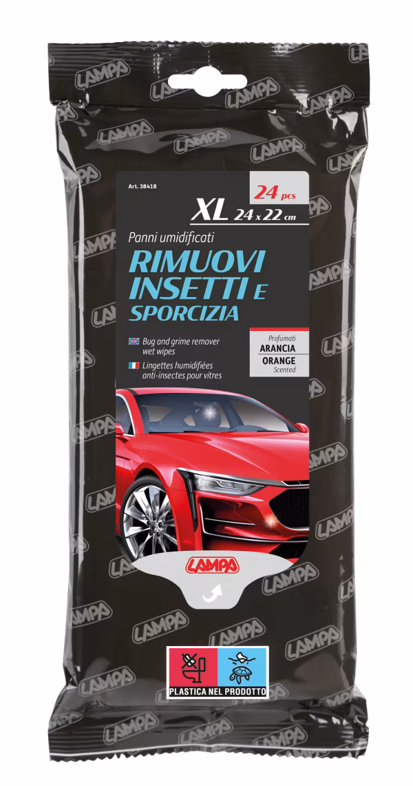 Lampa Panni umidificati rimuovi insetti e sporcizia - 24 pz - 24x22 cm