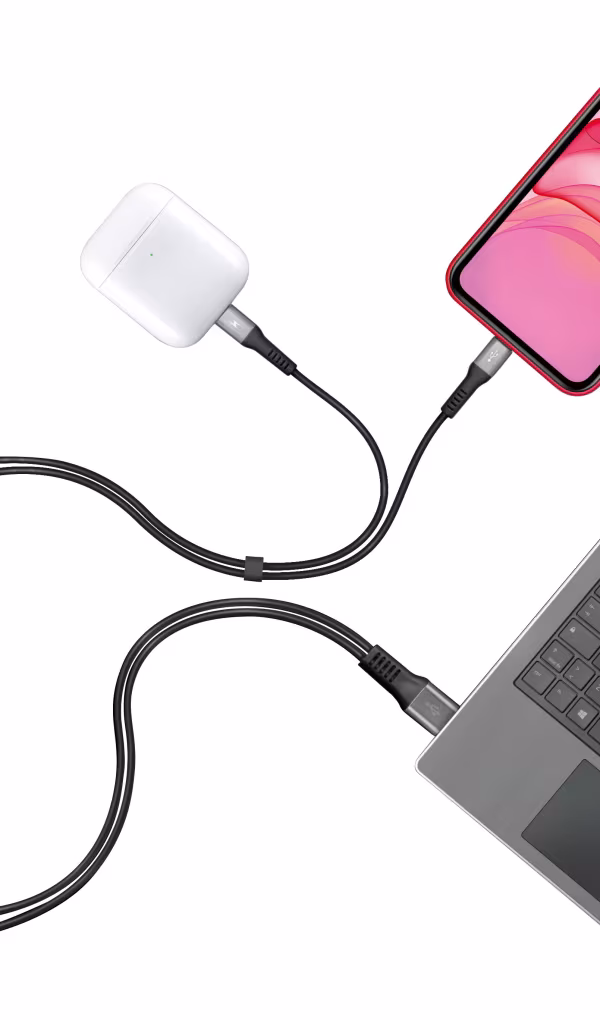 Lampa Cavo con doppio connettore, Usb > Apple 8 Pin - 100 cm - Nero