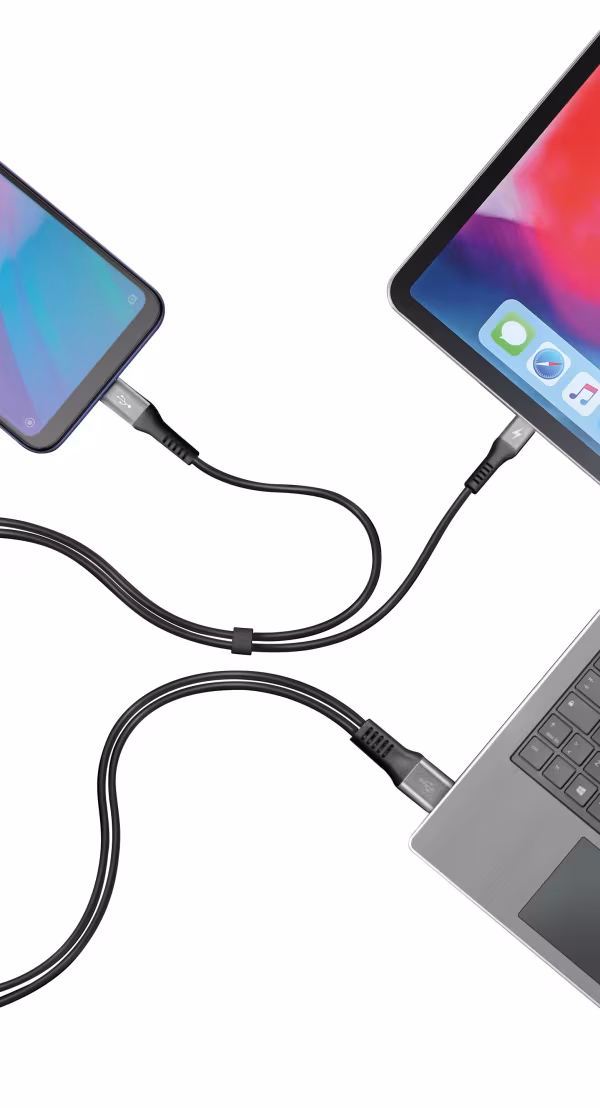 Lampa Cavo con doppio connettore, Usb > Type-C - 100 cm - Nero