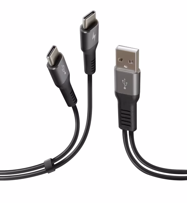 Lampa Cavo con doppio connettore, Usb > Type-C - 100 cm - Nero