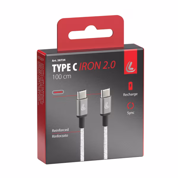 Lampa Iron 2.0, cavo Usb Type-C > Usb Type-C - 100 cm