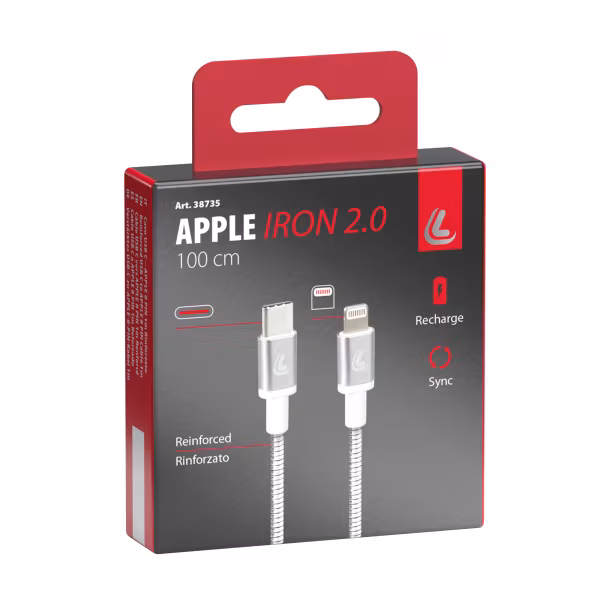 Lampa Iron 2.0, cavo Usb Type-C > Apple 8 Pin - 100 cm