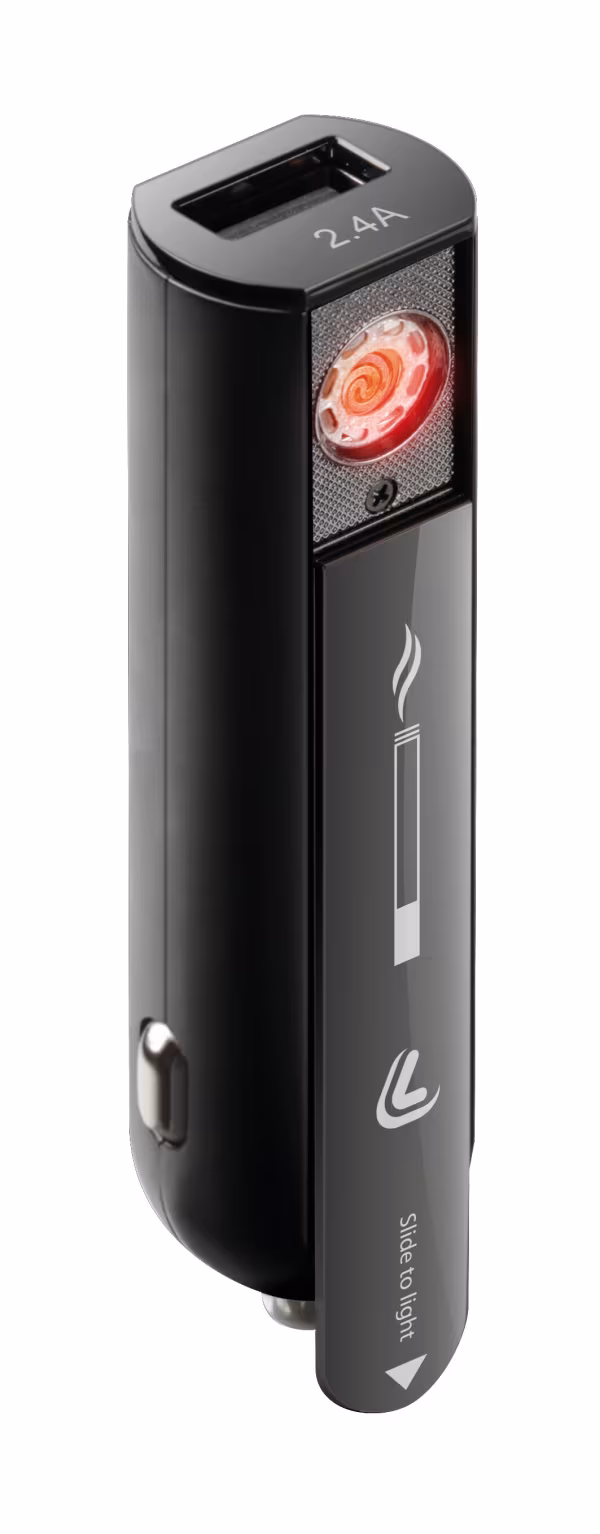 Lampa Plasma Usb, caricabatteria 1 porta Usb con accendino elettrico integrato - Fast Charge - 2100 mA - 12/24V