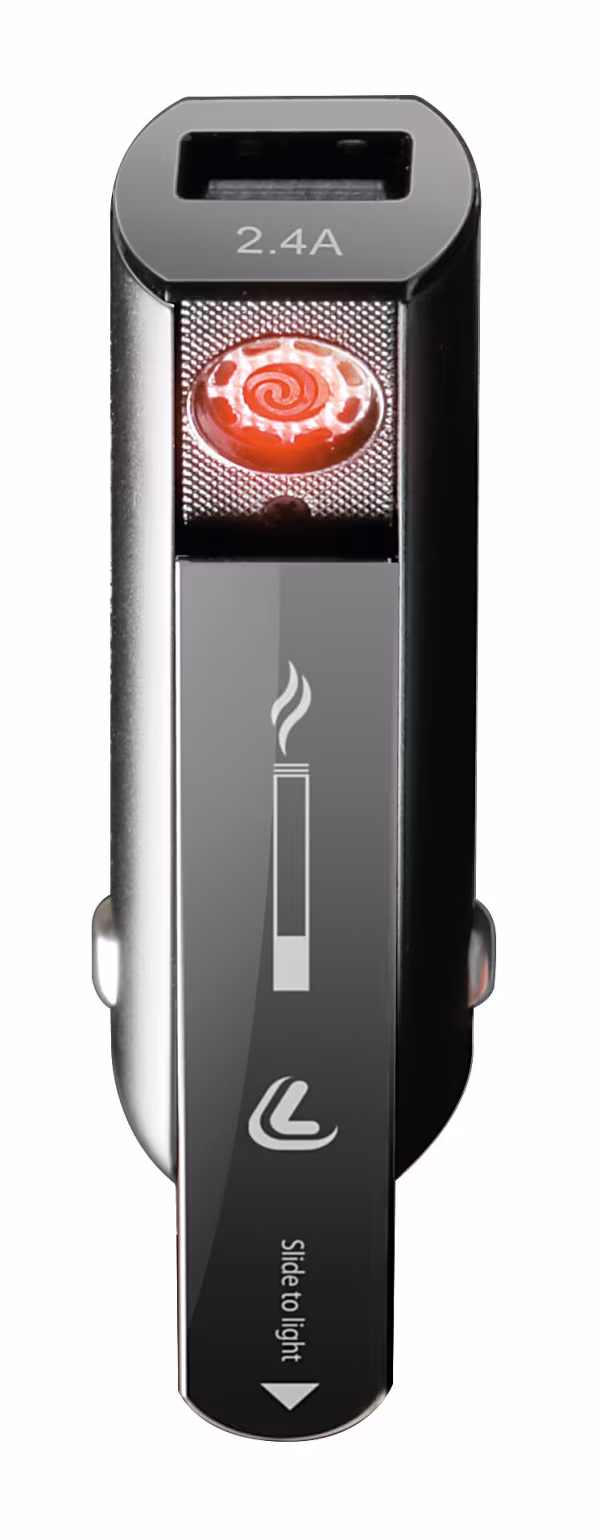 Lampa Plasma Usb, caricabatteria 1 porta Usb con accendino elettrico integrato - Fast Charge - 2100 mA - 12/24V