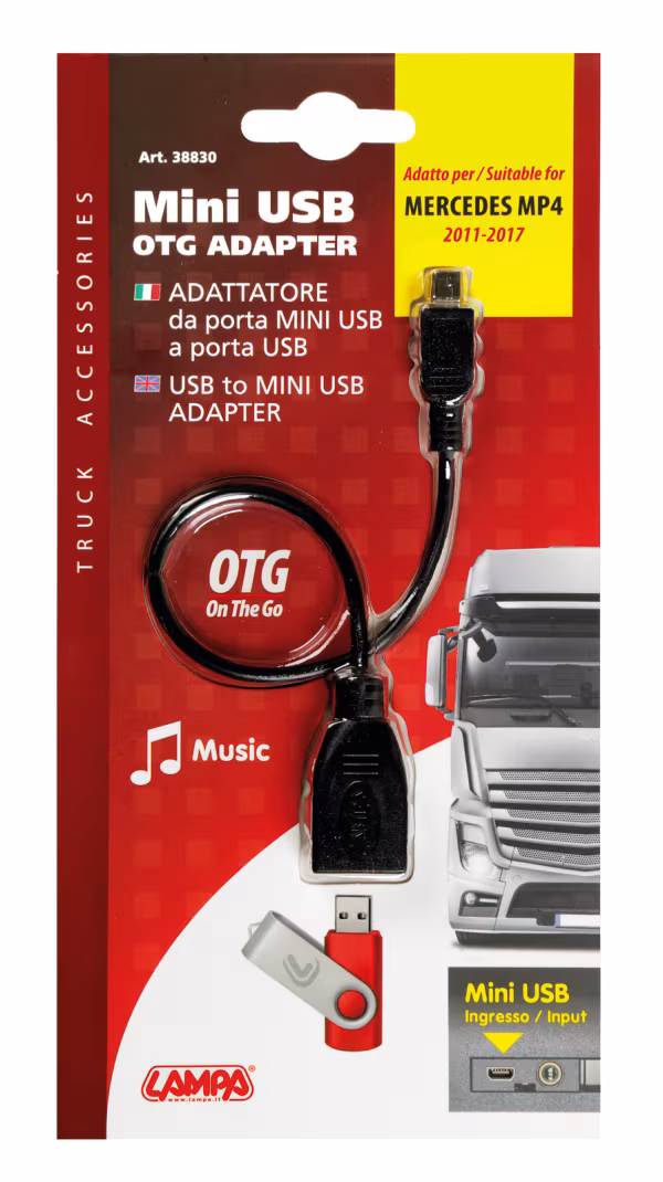 Lampa Cavo OTG Usb > Mini Usb - 20 cm - Nero