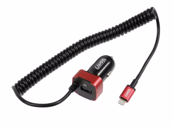 Lampa Caricabatteria Universal (Apple 8 pin / Micro Usb) con 1 porta Usb - Fast Charge - 2500 mA - 12/24V