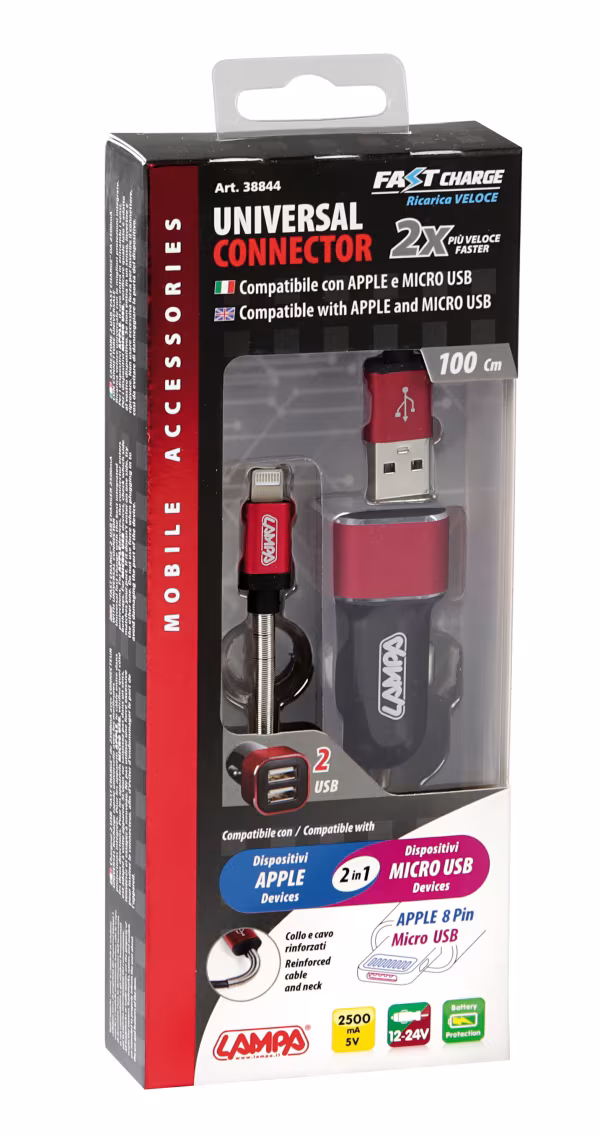 Lampa Kit 2 in 1 Universal (Apple 8 pin / Micro Usb) - Fast Charge - 12/24V