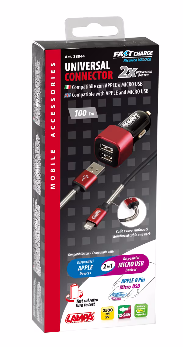 Lampa Kit 2 in 1 Universal (Apple 8 pin / Micro Usb) - Fast Charge - 12/24V