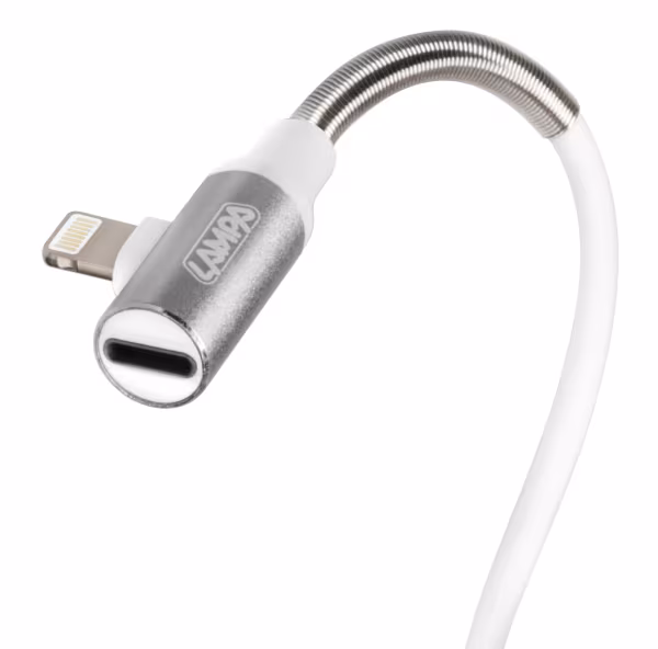 Lampa Cavo 90° Usb > Apple 8 Pin + adattatore auricolari - 100 cm - Bianco