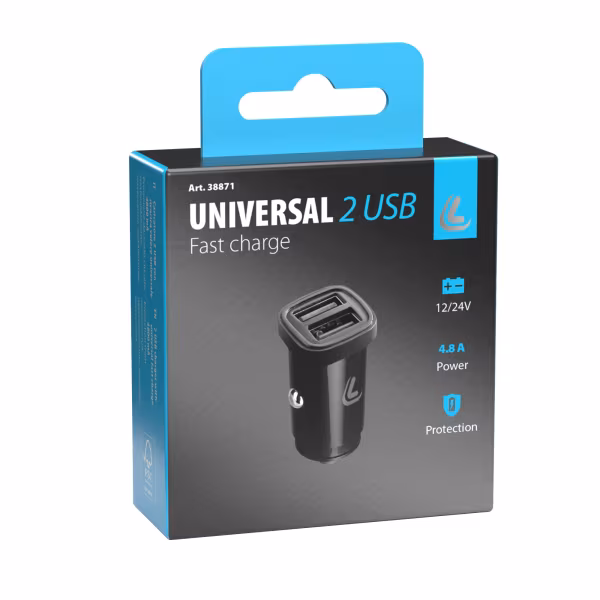 Lampa Caricabatteria 2 porte Usb - Fast Charge - 4800 mA - 12/24V