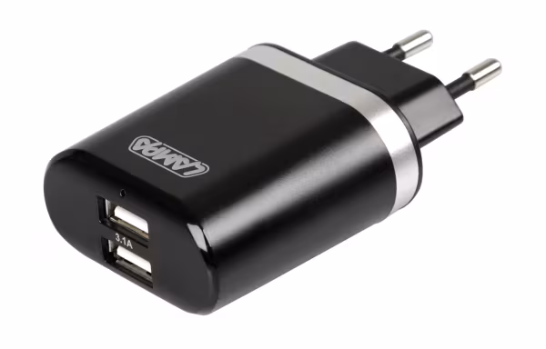 Lampa Caricabatteria da rete con 2 porte Usb - Fast Charge - 3100 mA - 100/230V