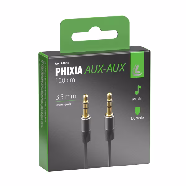 Lampa Phixia, cavo AUX-AUX - 120 cm - Nero
