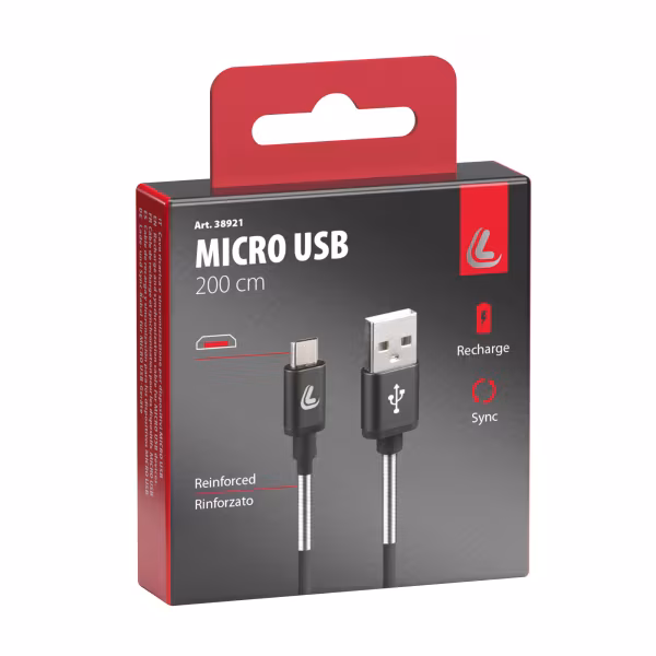 Lampa Cavo Usb > Micro Usb - 200 cm - Nero