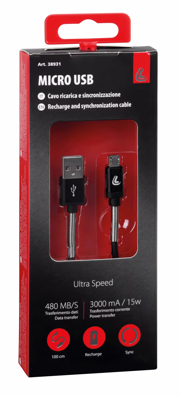 Lampa Cavo Usb > Micro Usb - 100 cm - Nero