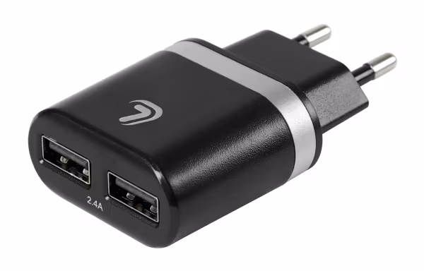 Lampa Caricabatteria da rete con 2 porte Usb - 2400 mA - 100/230V