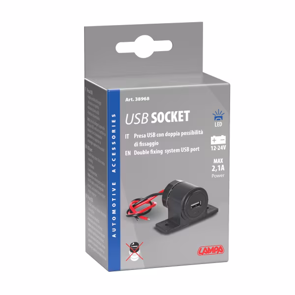 Lampa Presa USB, 2100mA, 12/24V