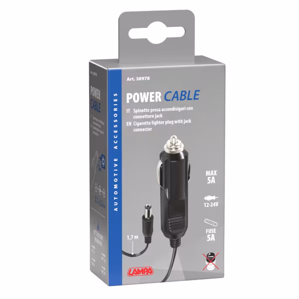 Lampa Spinotto per presa accendisigari con connettore Jack, 12/24V