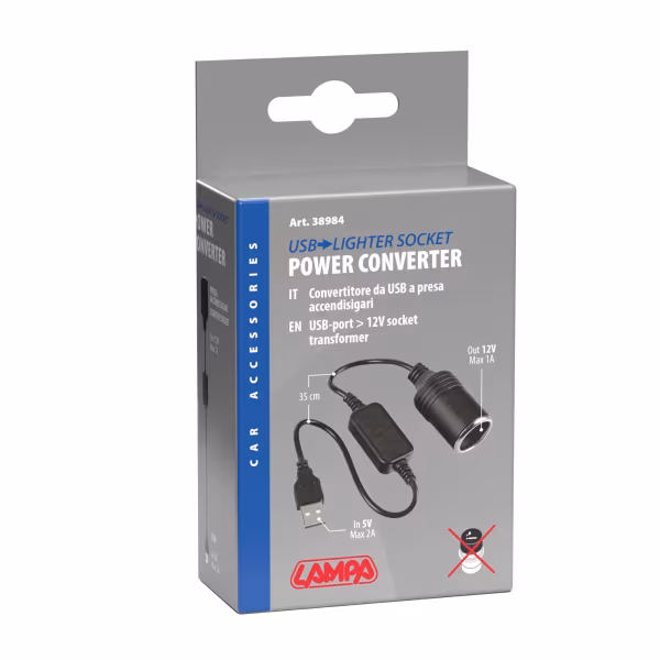 Lampa Trasformatore Porta USB > Presa 12V