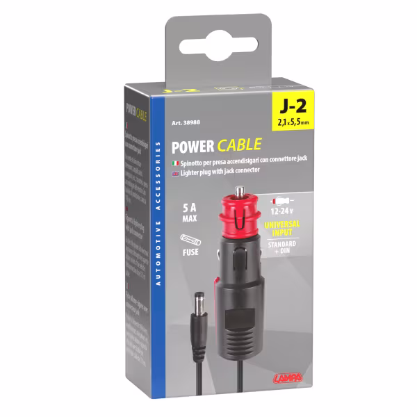 Lampa Spinotto per presa accendisigari con connettore Jack J2, 12/24V