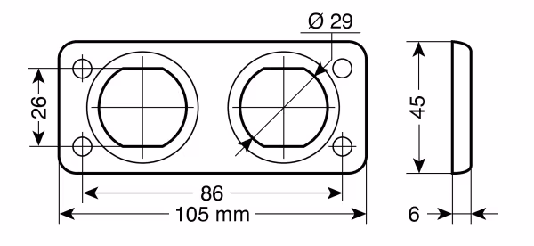 Lampa Twin-Flush, pannello doppio